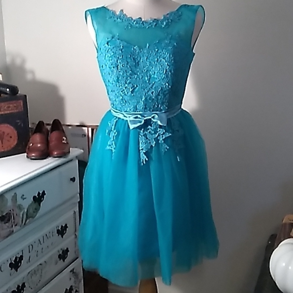 Beautiful blue prom bridesmaid formal dress 👗